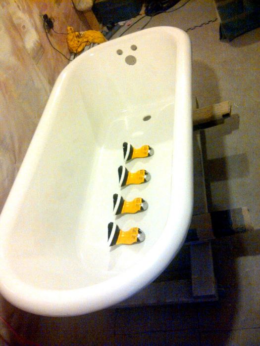 Restored claw-foot bathtub with custom painted feet